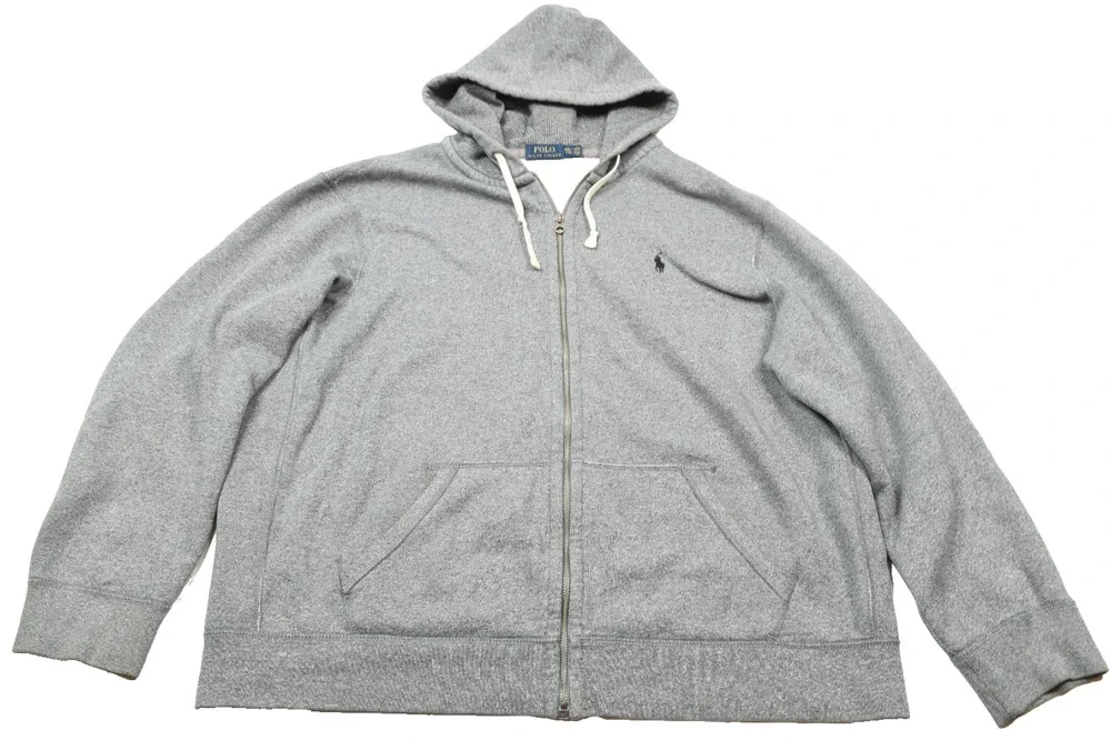 Polo Ralph Lauren Hoodie Mens 2XL Gray Heather Long Sleeve Full-Zip